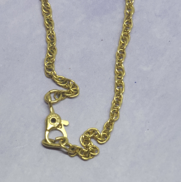 Vintage Monet Necklace GoldTone Puffy Heart Pendant Encrusted Rhinestones - Picture 4 of 7